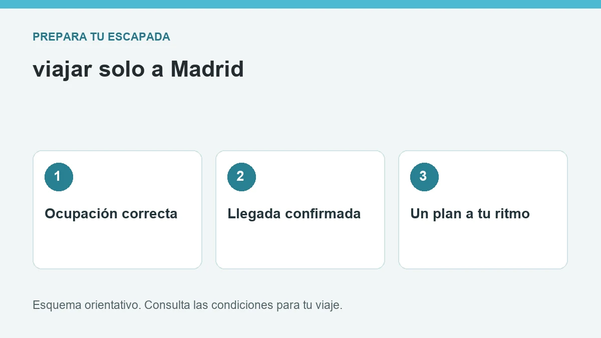 Tres decisiones: ocupación correcta, llegada confirmada, un plan a tu ritmo